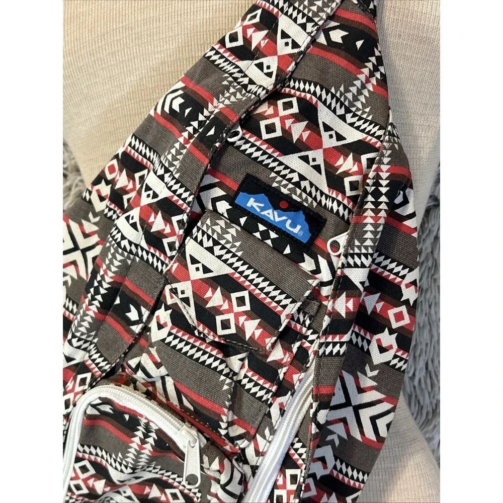 Kavu Aztec Multicolor Rope Sling Bag Brown Black Red‎ School Hiking Gym